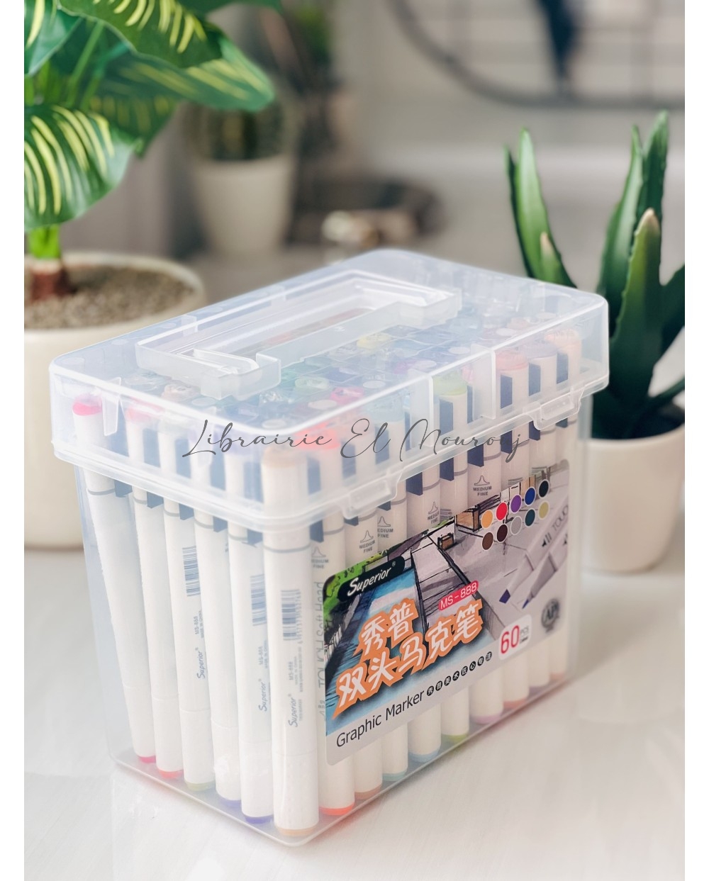 Marqueurs double pointe 60 pcs – Couleurs vives et variées