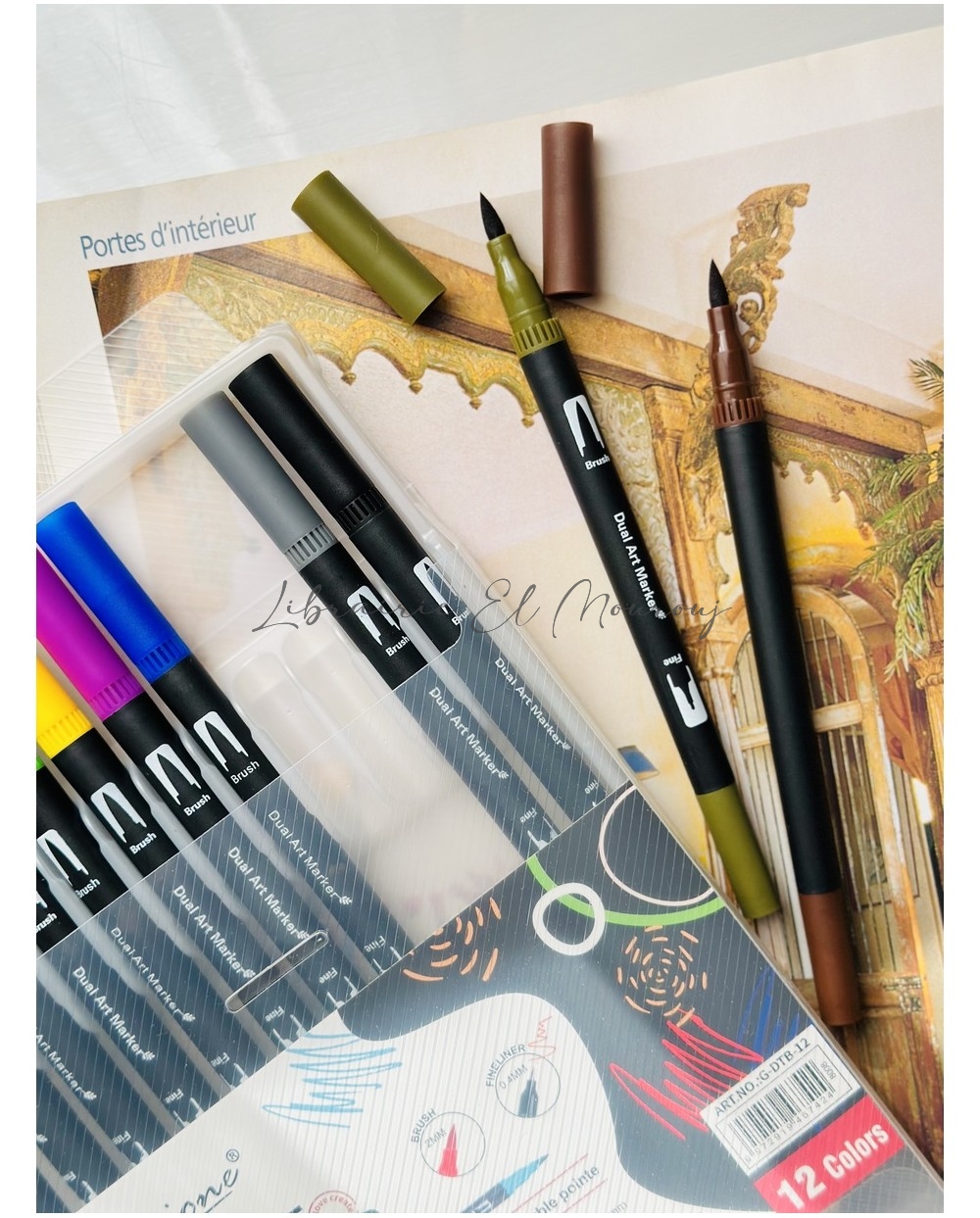 Stylos pinceaux à double pointe AQUARELLE  *12