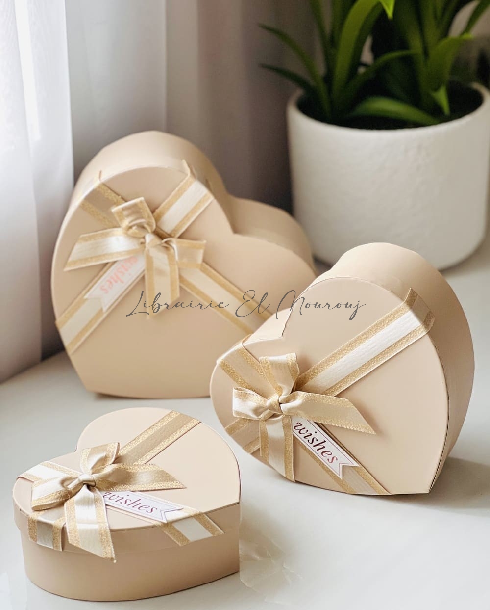 Boîtes cadeaux cœurs beiges – Coffret élégant et raffiné