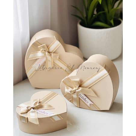 Boîtes cadeaux cœurs beiges – Coffret élégant et raffiné
