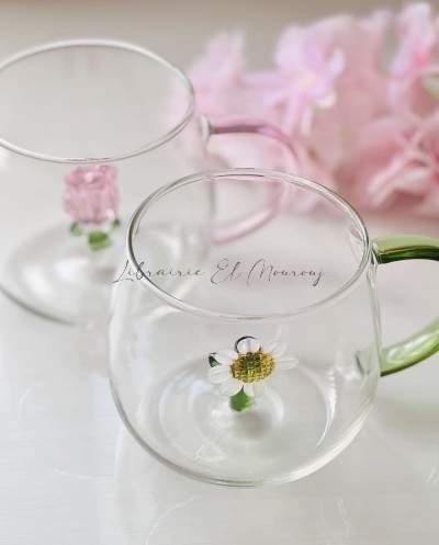 Tasse en Verre avec Fleur...