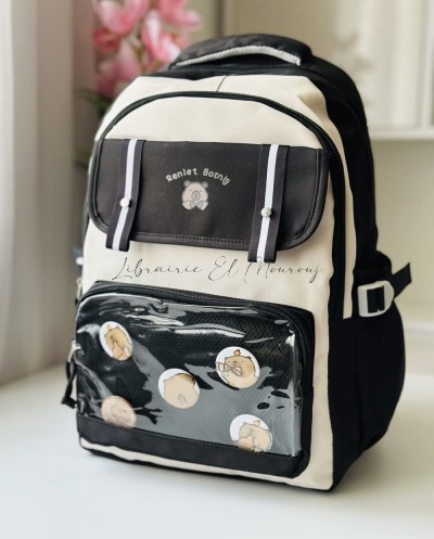 Sac à Dos Kawaii avec Poche Transparente et Badge