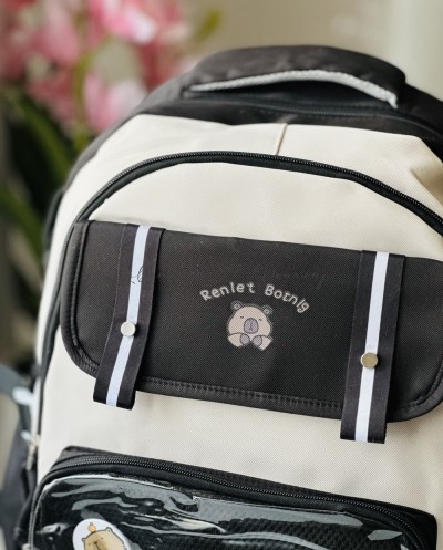 Sac à Dos Kawaii avec Poche Transparente et Badge