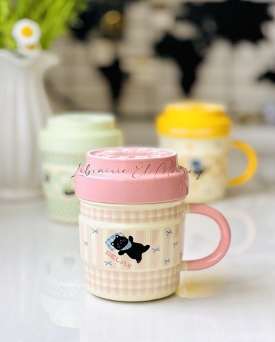 Mug Chat Pastel avec Couvercle