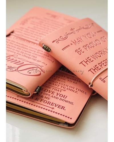 Notebook Cuir Vintage Saumon | Carnet Élégant Tunisie