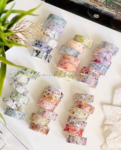 Pack 6 Washi Tapes Motifs Fleurs - Librairie El Mourouj