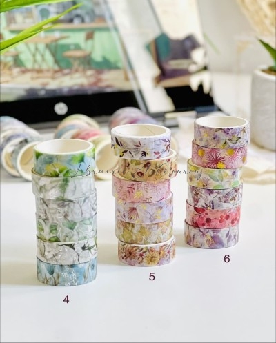 Pack 6 Washi Tapes Motifs Fleurs - Librairie El Mourouj