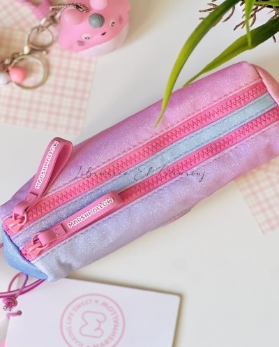 Trousse Pailletée Pastel "Candy Sunset" à Double Zip