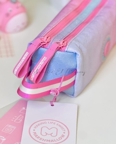 Trousse Pailletée Pastel "Candy Sunset" à Double Zip