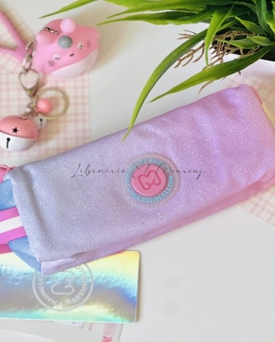 Trousse Pailletée Pastel "Candy Sunset" à Double Zip