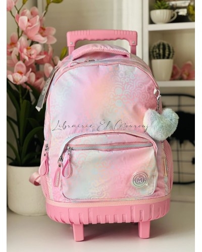 Sac à Dos à Roulette Trolley Iris Rose Marshmallow | Librairie Mourouj