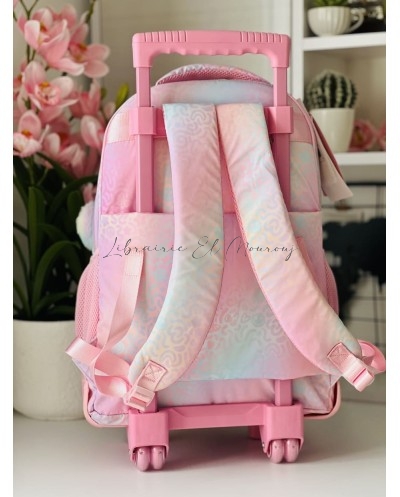 Sac à Dos à Roulette Trolley Iris Rose Marshmallow | Librairie Mourouj