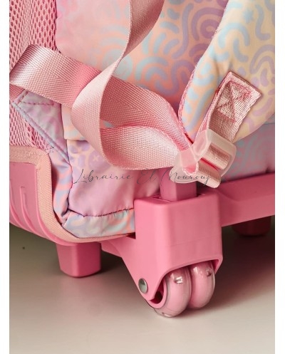 Sac à Dos à Roulette Trolley Iris Rose Marshmallow | Librairie Mourouj