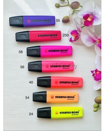 Surligneurs STABILO BOSS ORIGINAL – nuances rose, violet et chaud