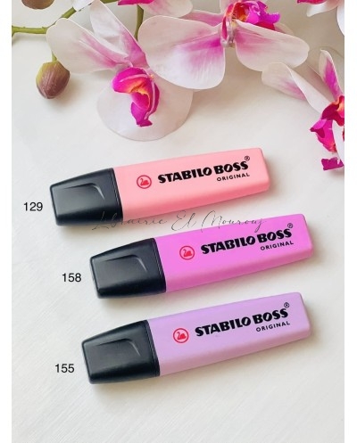 Surligneurs STABILO BOSS ORIGINAL – nuances pastel (rose et lilas)