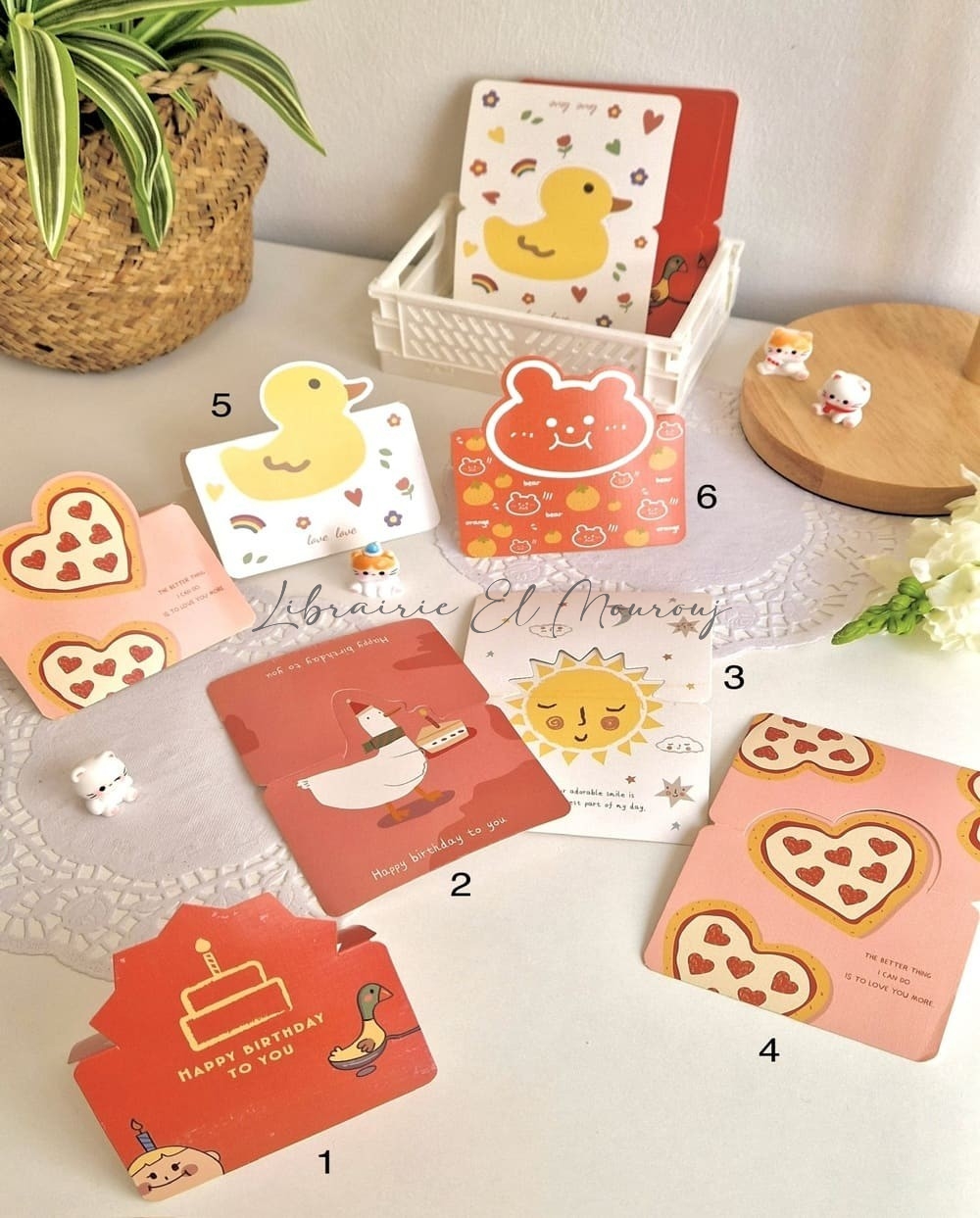 Cartes de Vœux Kawaii Illustrées | Librairie El Mourouj