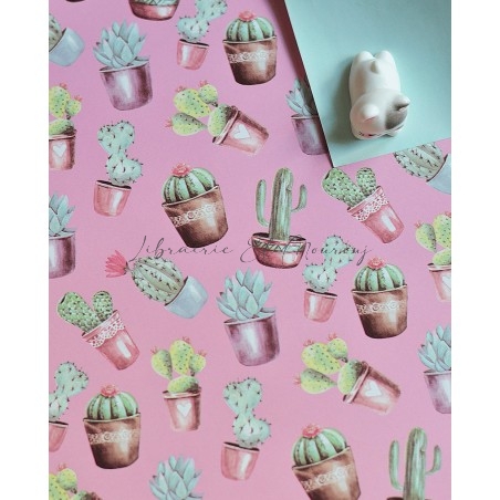 Rouleau Papier Cadeaux Cactus Rose | Librairie El Mourouj
