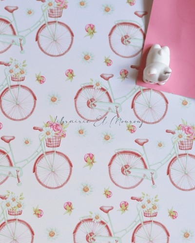 Rouleau Papier Cadeaux Vélo Rose | Librairie El Mourouj