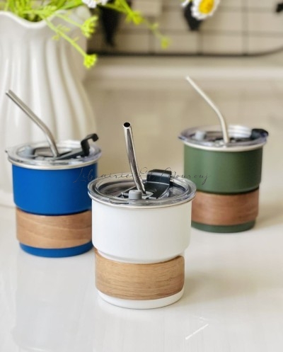 Mug Thermos Isotherme en Inox avec Paille Métallique
