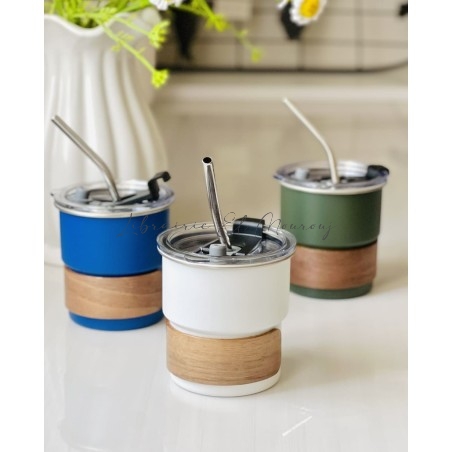 Mug Thermos Isotherme en Inox avec Paille Métallique