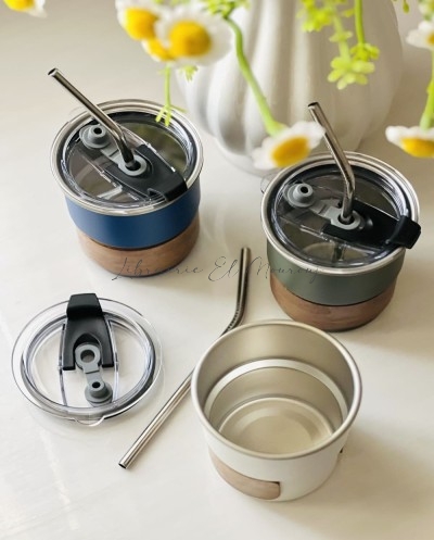 Mug Thermos Isotherme en Inox avec Paille Métallique