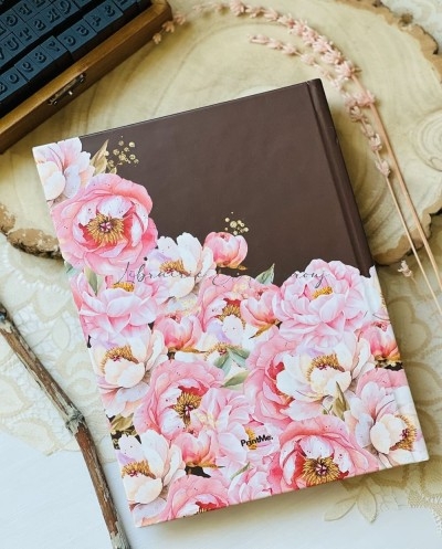 Notebook Élégant Motifs Pivoines Rose & Chocolat By Printme