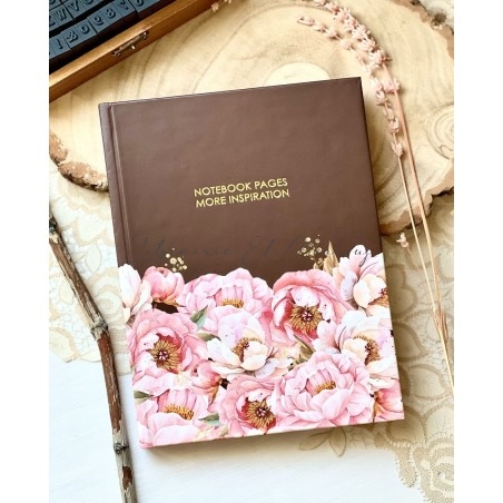 Notebook Élégant Motifs Pivoines Rose & Chocolat By Printme