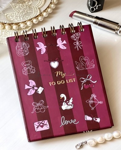 Mini To Do List Coquet Rétro – Rayures & Motifs Romantiques By Printme