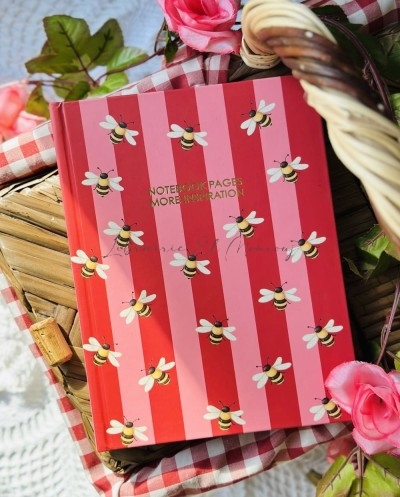 Notebook Pétillant Motifs Abeilles & Rayures Vintage by Printme