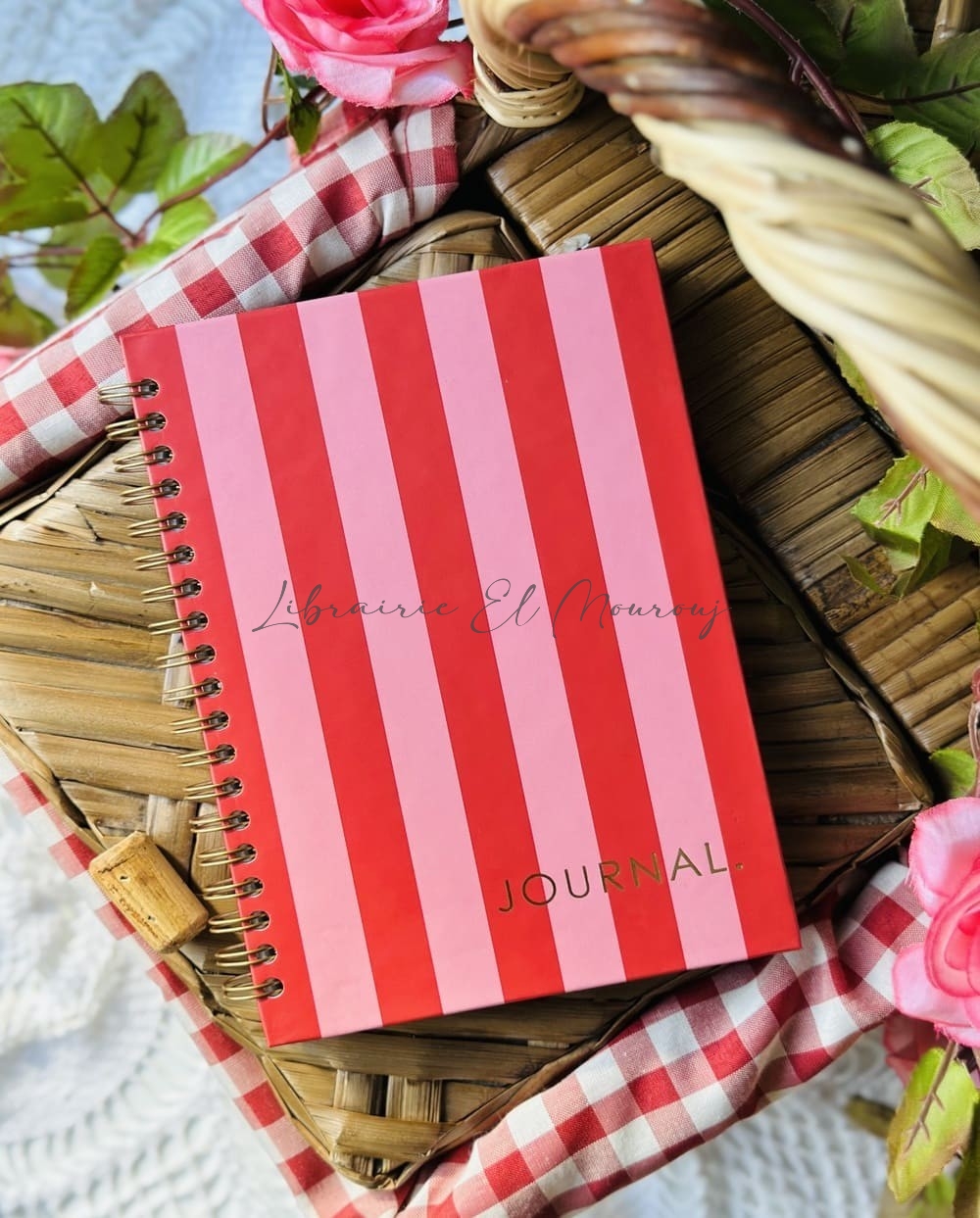 Journal à spirales Rayures Pop & Vintage Rose et Rouge by Printme