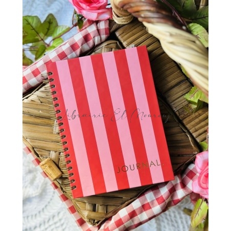Journal à spirales Rayures Pop & Vintage Rose et Rouge by Printme