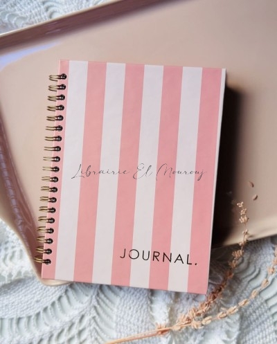 Journal  À Spirales – Rayures Rose Pastel & Blanc Style Vintage by Printme