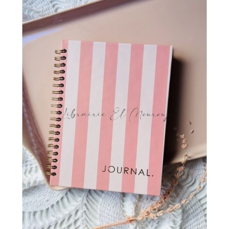 Journal  À Spirales – Rayures Rose Pastel & Blanc Style Vintage by Printme
