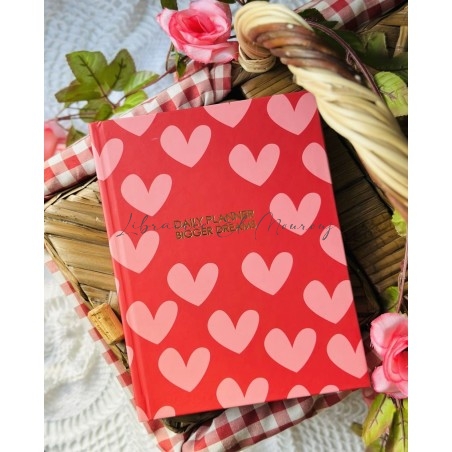 "Daily Planner" – Motifs Cœurs Rose & Rouge Chic  by Printme
