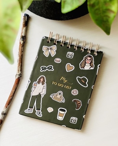 Mini To Do List À Spirales – Style Cozy, Café & Aesthetic Vert Olive  by Printme