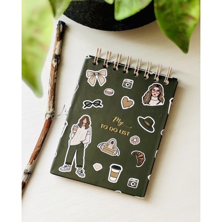 Mini To Do List À Spirales – Style Cozy, Café & Aesthetic Vert Olive  by Printme
