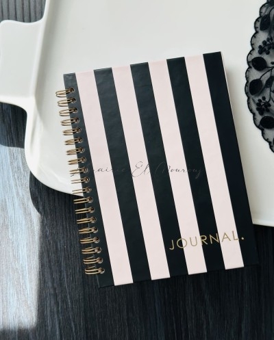 Journal à spirales Rayures Noir & Beige Chic by Printme
