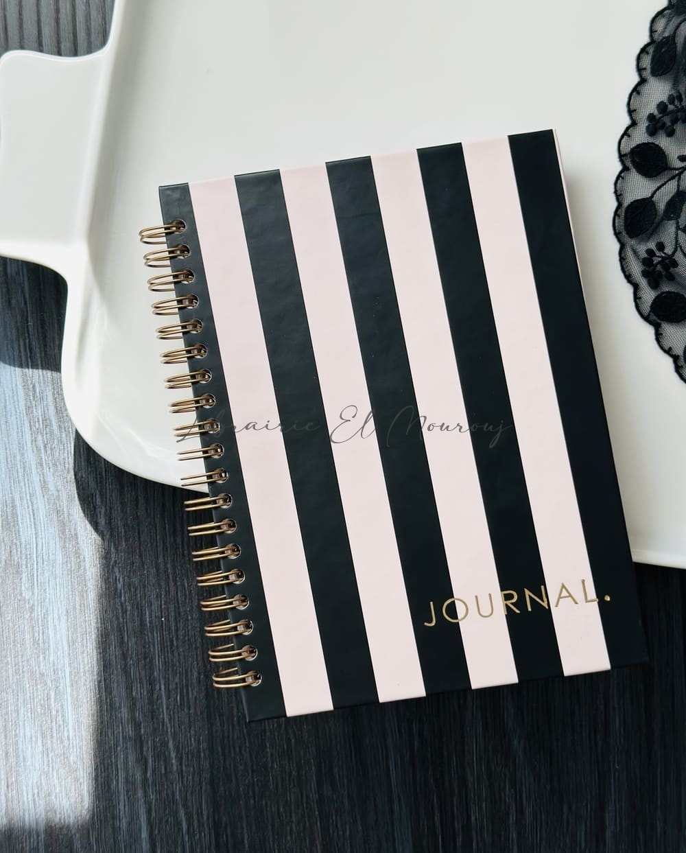 Journal à spirales Rayures Noir & Beige Chic by Printme