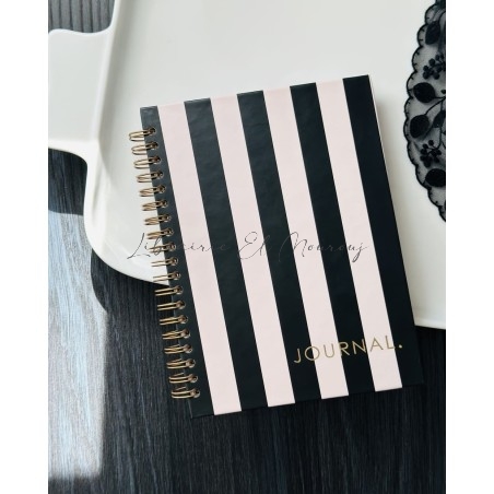 Journal à spirales Rayures Noir & Beige Chic by Printme