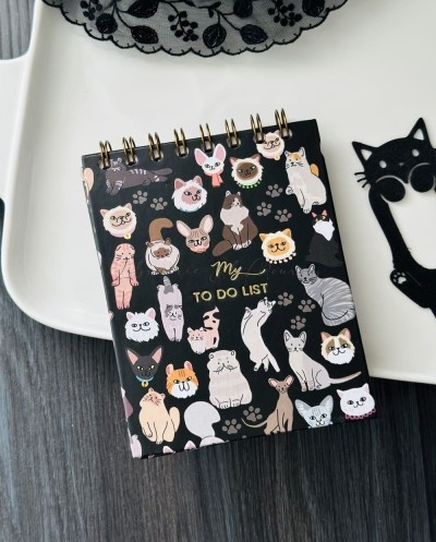 Mini To Do List Motif Chats Cute & Noir Chic by Printme