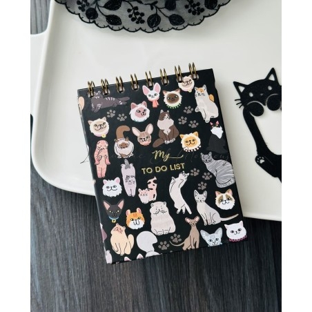 Mini To Do List Motif Chats Cute & Noir Chic by Printme