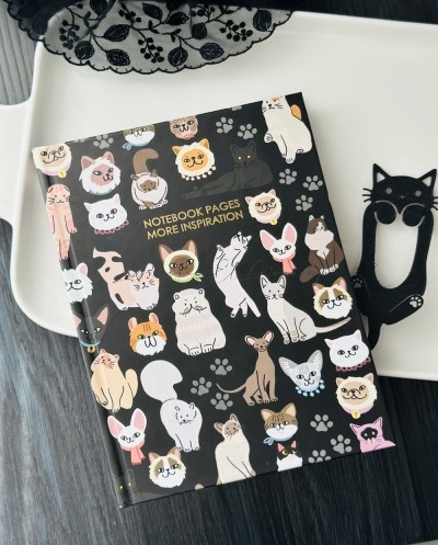 Notebook "More Inspiration" – Motif Illustration Chats Cute & Noir Chic by Printme