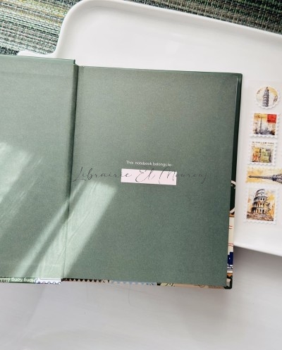 Notebook "More Inspiration" – Motif Timbres & Voyage Vintage Vert Olive by Printme