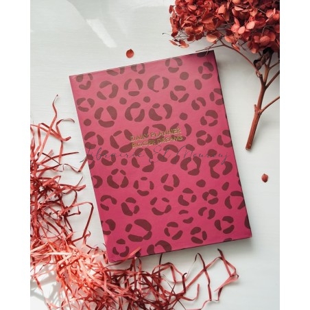 Daily Planner "Bigger Dreams" – Motif Léopard Vieux Rose & Bordeaux by Printme