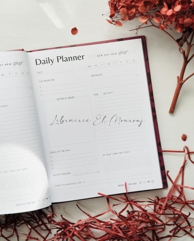 Daily Planner "Bigger Dreams" – Motif Léopard Vieux Rose & Bordeaux by Printme