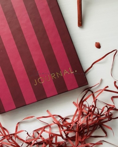 Journal à Spirales  – Rayures Chics Bordeaux & Vieux Rose by Printme