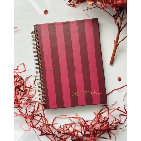 Journal à Spirales  – Rayures Chics Bordeaux & Vieux Rose by Printme